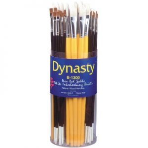 Dynasty B-1300 Assorted Trim Long Wood Handle Paint Brush Set