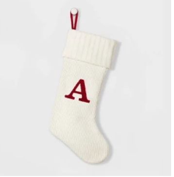 Letter S Knit Monogram Striped Mini Stocking Wondershop Red/White Xmas Target 7" 